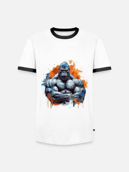 Gorilla Bodybuilding Beast - Men's Ringer Shirt - white/black