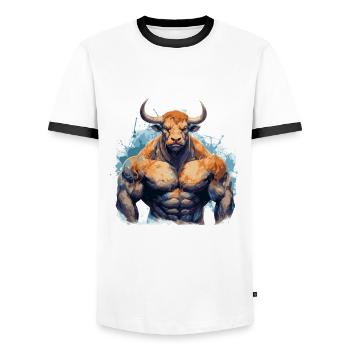 Bull Bull Muscles Musculation Bête - T-shirt contrasté Homme - blanc/noir - Devant - AI Model Female 172 light (172cm) & AI Model Male 178 dark (178cm)