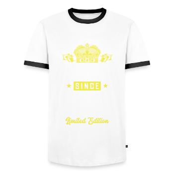 1980 Édition limitée - T-shirt contrasté Homme - blanc/noir - Devant - AI Model Female 172 light (172cm) & AI Model Male 178 dark (178cm)