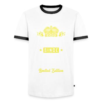 1988 limited edition - Männer Kontrast-T-Shirt - Weiß/Schwarz - Vorne - AI Model Female 172 light (172cm) & AI Model Male 178 dark (178cm)