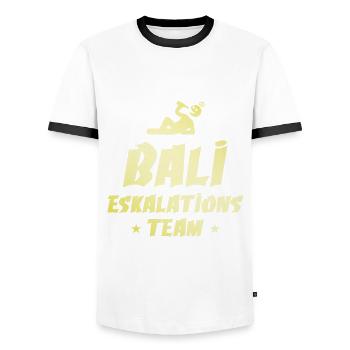 Bali Escalation - Men's Ringer Shirt - white/black - Front - AI Model Female 172 light (172cm) & AI Model Male 178 dark (178cm)