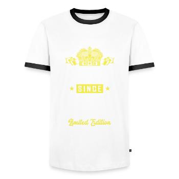 2005 Limited Edition - Men's Ringer Shirt - white/black - Front - AI Model Female 172 light (172cm) & AI Model Male 178 dark (178cm)