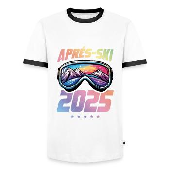 Après-ski 2025 Multicolore - T-shirt contrasté Homme - blanc/noir - Devant - AI Model Female 172 light (172cm) & AI Model Male 178 dark (178cm)