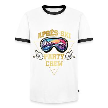 Après-ski Party Crew Gold - T-shirt contrasté Homme - blanc/noir - Devant - AI Model Female 172 light (172cm) & AI Model Male 178 dark (178cm)