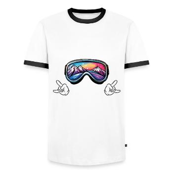 Apres Ski Party Crew - Männer Kontrast-T-Shirt - Weiß/Schwarz - Vorne - AI Model Female 172 light (172cm) & AI Model Male 178 dark (178cm)