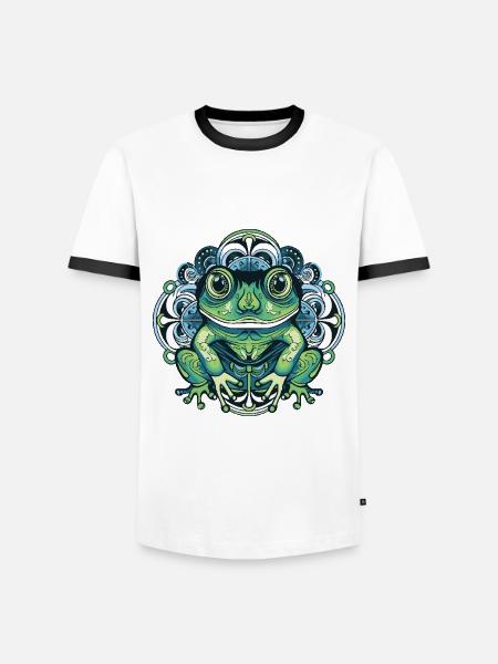 Frog Portrait - Men's Ringer Shirt - white/black
