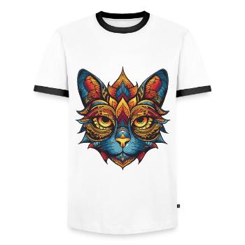 Katze Symbol Porträt Kopf - Männer Kontrast-T-Shirt - Weiß/Schwarz - Vorne - AI Model Female 172 light (172cm) & AI Model Male 178 dark (178cm)