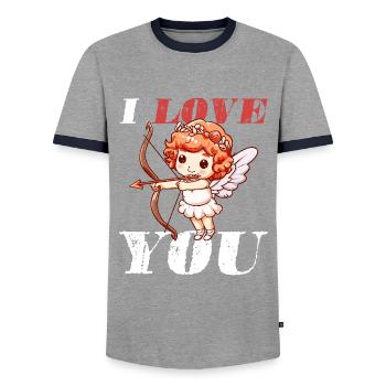Je t’aime ange - T-shirt contrasté Homme - gris/marine  - Devant - AI Model Female 172 light (172cm) & AI Model Male 178 light (178cm)