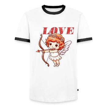 Ich Liebe Dich Engel - Männer Kontrast-T-Shirt - Weiß/Schwarz - Vorne - AI Model Female 172 light (172cm) & AI Model Male 178 dark (178cm)