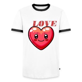 Je t’aime coeur mignon - T-shirt contrasté Homme - blanc/noir - Devant - AI Model Female 172 light (172cm) & AI Model Male 178 dark (178cm)