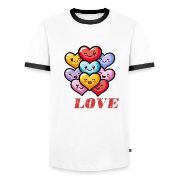 I love you heart - Men's Ringer Shirt - white/black - Front - AI Model Female 172 light (172cm) & AI Model Male 178 dark (178cm)