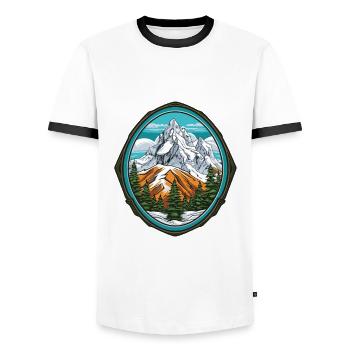 Mountains Nature Symbol - Men's Ringer Shirt - white/black - Front - AI Model Female 172 light (172cm) & AI Model Male 178 dark (178cm)