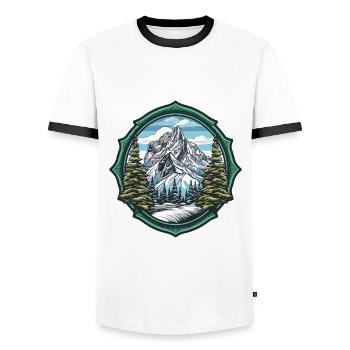 Alps Ski Mountains - Men's Ringer Shirt - white/black - Front - AI Model Female 172 light (172cm) & AI Model Male 178 dark (178cm)