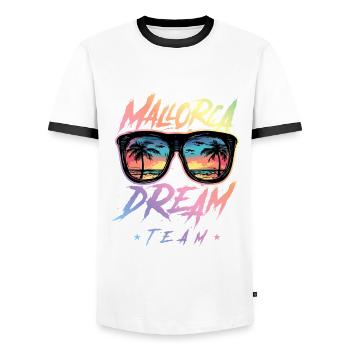 Mallorca Dream Team - Männer Kontrast-T-Shirt - Weiß/Schwarz - Vorne - AI Model Female 172 light (172cm) & AI Model Male 178 dark (178cm)