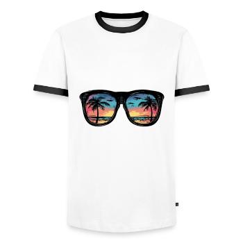 Mallorca Party Team Palmen - Männer Kontrast-T-Shirt - Weiß/Schwarz - Vorne - AI Model Female 172 light (172cm) & AI Model Male 178 dark (178cm)