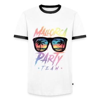 Mallorca Party Team Bunt - Männer Kontrast-T-Shirt - Weiß/Schwarz - Vorne - AI Model Female 172 light (172cm) & AI Model Male 178 dark (178cm)