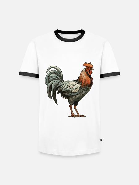 Rooster Animal - Men's Ringer Shirt - white/black