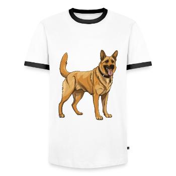 German Shepherd Dog - Men's Ringer Shirt - white/black - Front - AI Model Female 172 light (172cm) & AI Model Male 178 dark (178cm)