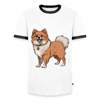 Pomeranian Dog - Men's Ringer Shirt - white/black - Front - AI Model Female 172 light (172cm) & AI Model Male 178 dark (178cm)