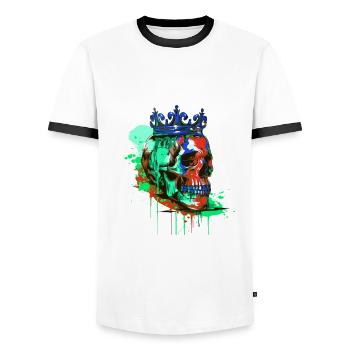 King Skull Crown Royal - Men's Ringer Shirt - white/black - Front - AI Model Female 172 light (172cm) & AI Model Male 178 dark (178cm)