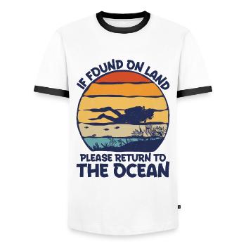 Diving Goggles Diving Diver - Men's Ringer Shirt - white/black - Front - AI Model Female 172 light (172cm) & AI Model Male 178 dark (178cm)