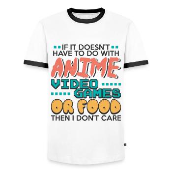 Comic Otaku Anime Drawing Anime Illustration - Men's Ringer Shirt - white/black - Front - AI Model Female 172 light (172cm) & AI Model Male 178 dark (178cm)