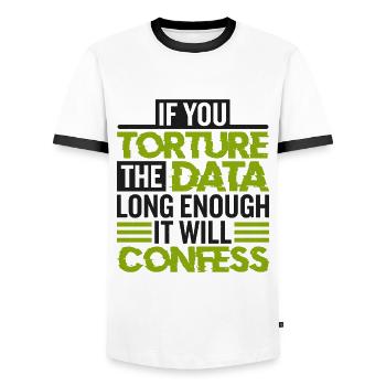 Statisticians and statistics - Men's Ringer Shirt - white/black - Front - AI Model Female 172 light (172cm) & AI Model Male 178 dark (178cm)