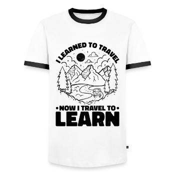 Travel Travel Traveller Travel Agent - Men's Ringer Shirt - white/black - Front - AI Model Female 172 light (172cm) & AI Model Male 178 dark (178cm)