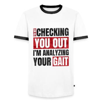 Physiotherapist Physiotherapy Profession - Men's Ringer Shirt - white/black - Front - AI Model Female 172 light (172cm) & AI Model Male 178 dark (178cm)