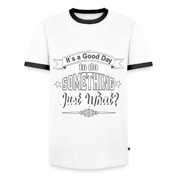 Saying, Funny sayings - Men's Ringer Shirt - white/black - Front - AI Model Female 172 light (172cm) & AI Model Male 178 dark (178cm)