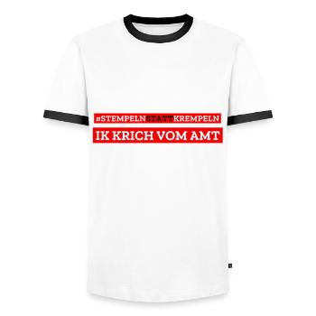 Arbeitsamt arbeitslos Hartz 4 - Männer Kontrast-T-Shirt - Weiß/Schwarz - Vorne - AI Model Female 172 light (172cm) & AI Model Male 178 dark (178cm)
