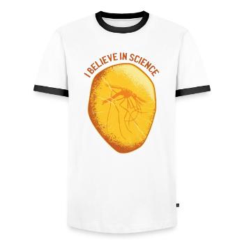 amber mosquito Mücke Moskito Bernstein science - Männer Kontrast-T-Shirt - Weiß/Schwarz - Vorne - AI Model Female 172 light (172cm) & AI Model Male 178 dark (178cm)