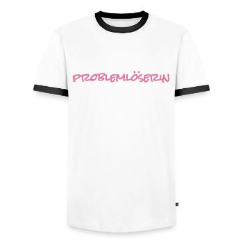 Problemlöserin Problemlöser - Männer Kontrast-T-Shirt - Weiß/Schwarz - Vorne - AI Model Female 172 light (172cm) & AI Model Male 178 dark (178cm)