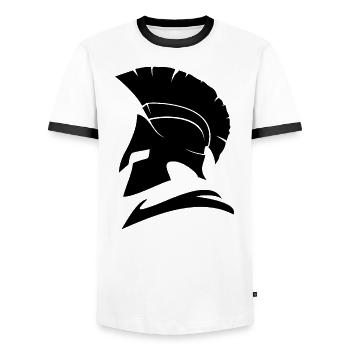 Spartan Helmet - Men's Ringer Shirt - white/black - Front - AI Model Female 172 light (172cm) & AI Model Male 178 dark (178cm)