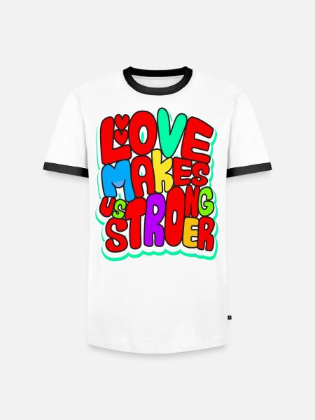 Love makes us stronger - Men's Ringer Shirt - white/black