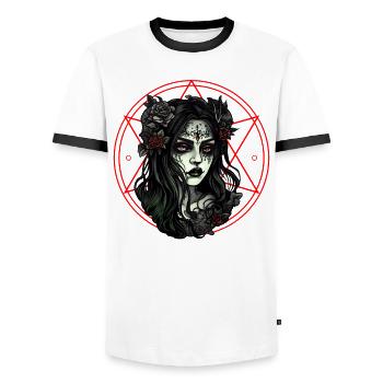 Femme Fatale - Men's Ringer Shirt - white/black - Front - AI Model Female 172 light (172cm) & AI Model Male 178 dark (178cm)