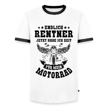 Motorrad Opa Rente Ruhestand Rentner Geschenk - Männer Kontrast-T-Shirt - Weiß/Schwarz - Vorne - AI Model Female 172 light (172cm) & AI Model Male 178 dark (178cm)