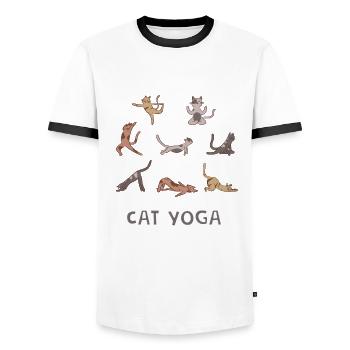 Fun cats yoga gift - Men's Ringer Shirt - white/black - Front - AI Model Female 172 light (172cm) & AI Model Male 178 dark (178cm)
