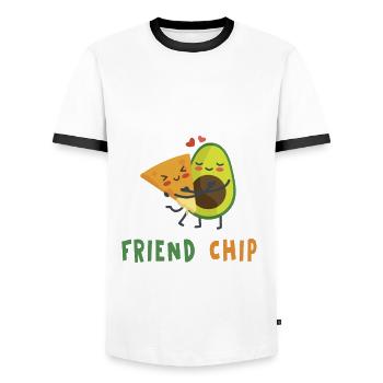 I Value Our Friend Chip Cute lustige Wortspiele - Männer Kontrast-T-Shirt - Weiß/Schwarz - Vorne - AI Model Female 172 light (172cm) & AI Model Male 178 dark (178cm)