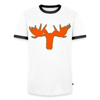 Elchkopf – Majestät der skandinavischen Wälder - Männer Kontrast-T-Shirt - Weiß/Schwarz - Vorne - AI Model Female 172 light (172cm) & AI Model Male 178 dark (178cm)