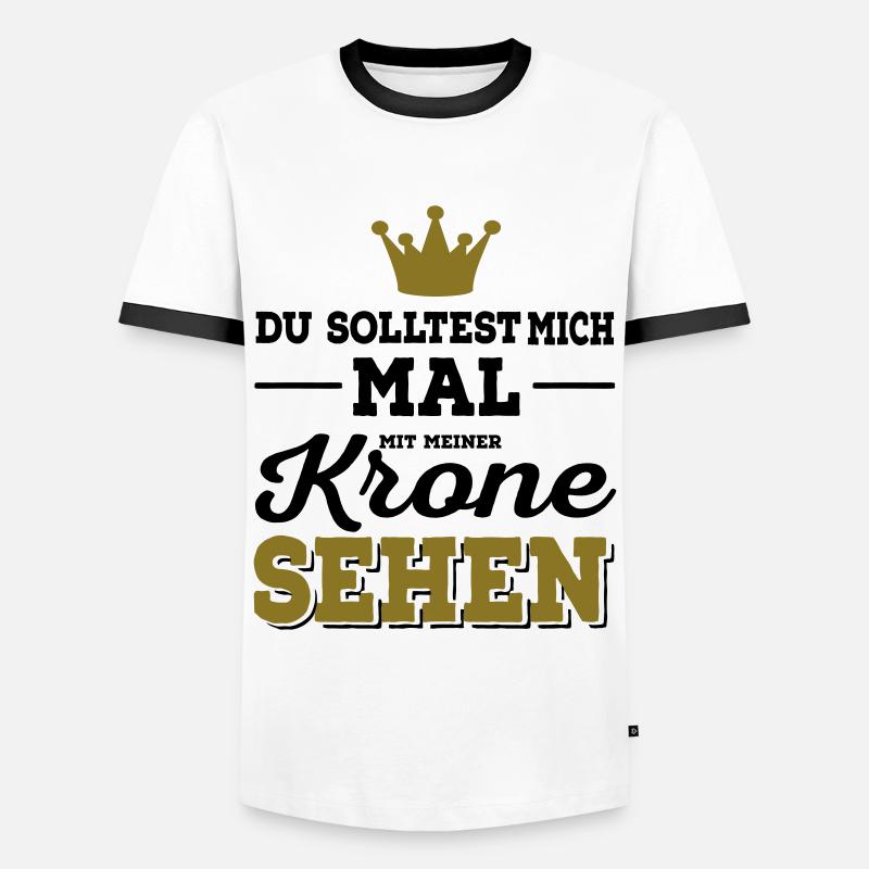 Krone - Männer Kontrast-T-Shirt - Weiß/Schwarz