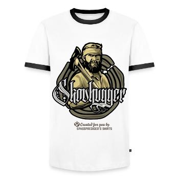 Skovhugger - Men's Ringer Shirt - white/black - Front - AI Model Female 172 light (172cm) & AI Model Male 178 dark (178cm)