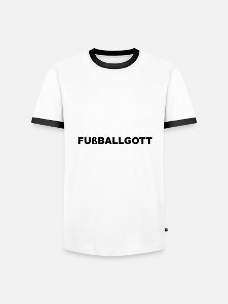 Fußballgott Kreisliga - Männer Kontrast-T-Shirt - Weiß/Schwarz