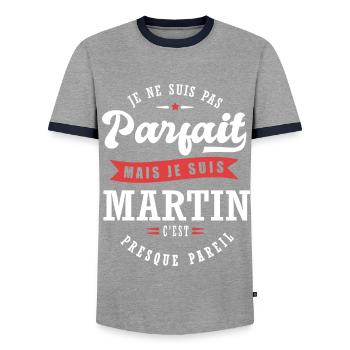 Martin Parfait Cadeau prenom martin - T-shirt contrasté Homme - gris/marine  - Devant - AI Model Female 172 light (172cm) & AI Model Male 178 light (178cm)