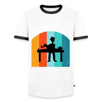 Kinésithérapeute cadeau humoristique disant drôle - T-shirt contrasté Homme - blanc/noir - Devant - AI Model Female 172 light (172cm) & AI Model Male 178 dark (178cm)