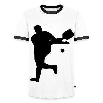 Pickleball - Men's Ringer Shirt - white/black - Front - AI Model Female 172 light (172cm) & AI Model Male 178 dark (178cm)