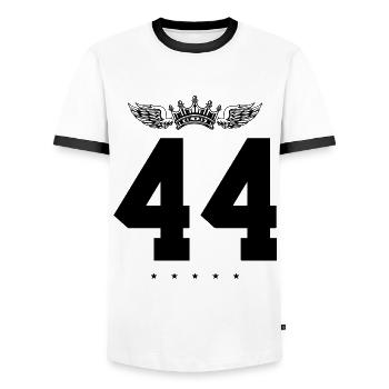 44 Zahl Krone - Männer Kontrast-T-Shirt - Weiß/Schwarz - Vorne - AI Model Female 172 light (172cm) & AI Model Male 178 dark (178cm)
