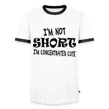 I'm not short, I'm concentrated cute - Men's Ringer Shirt - white/black - Front - AI Model Female 172 light (172cm) & AI Model Male 178 dark (178cm)