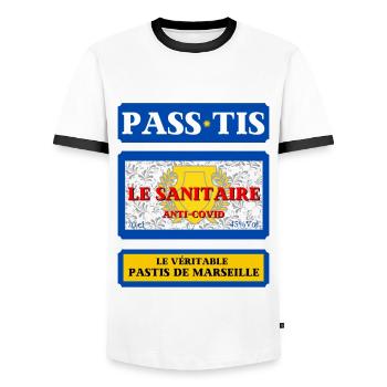 pass sanitaire pass tis pastis de marseille humour - T-shirt contrasté Homme - blanc/noir - Devant - AI Model Female 172 light (172cm) & AI Model Male 178 dark (178cm)