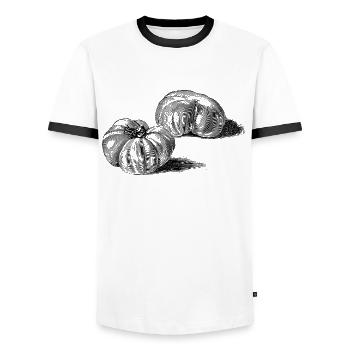 Tomato Meat Tomato Ficarazzi - Men's Ringer Shirt - white/black - Front - AI Model Female 172 light (172cm) & AI Model Male 178 dark (178cm)
